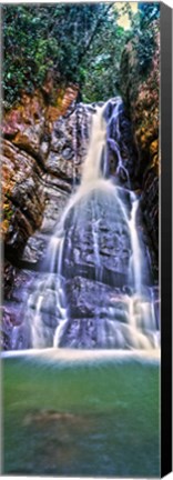 Framed Waterfall in a forest, La Mina Falls, Caribbean National Forest, Puerto Rico Print