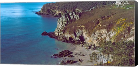 Framed High angle view of a coast, Crozon, Finistere, Brittany, France Print