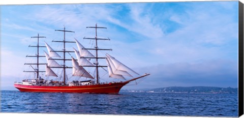 Framed Tall ship regatta in the Baie De Douarnenez, Finistere, Brittany, France Print