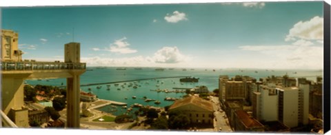 Framed Buildings on the coast, Lacerda Elevator, Pelourinho, Salvador, Bahia, Brazil Print