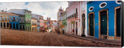 Framed Colorful buildings, Pelourinho, Salvador, Bahia, Brazil Print