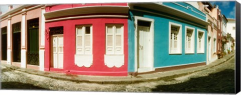 Framed Houses along a street in a city, Pelourinho, Salvador, Bahia, Brazil Print