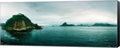 Framed Small island in the ocean, Niteroi, Rio de Janeiro, Brazil Print