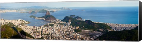 Framed Aerial view of  Guanabara Bay, Rio De Janeiro, Brazil Print