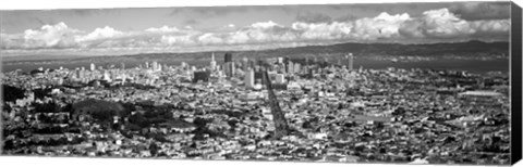 Framed San Francisco as Viewed from Twin Peaks (black &amp; white) Print