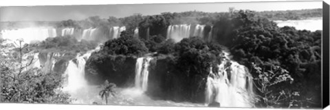 Framed Floodwaters at Iguacu Falls in black and white, Brazil Print