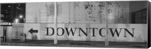 Framed Downtown Sign in black and whitel, San Francisco, California Print