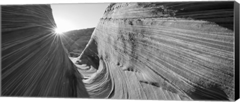 Framed Sandstone rock formations in black and white, The Wave, Coyote Buttes, Utah, USA Print