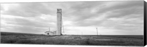 Framed Barn near a silo in a field, Texas Panhandle, Texas, USA Print