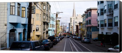 Framed Cars parked on the street, Transamerica Pyramid, Washington Street, San Francisco, California, USA Print