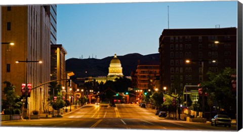 Framed Utah State Capitol Building at Night, Salt Lake City, Utah Print