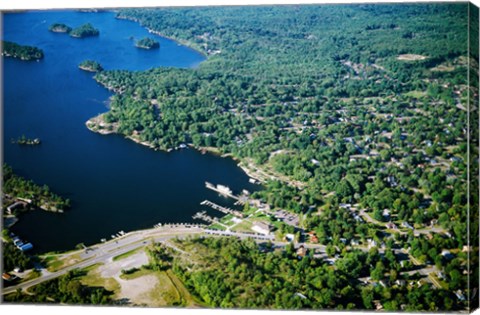 Framed Aerial view of a bay, Gravenhurst Bay, Gravenhurst, Ontario, Canada Print