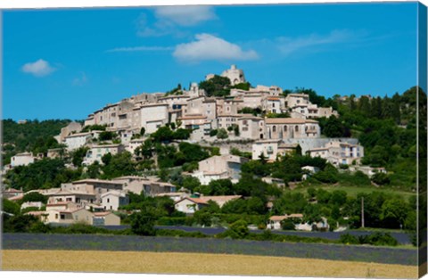 Framed Town on a hill, D51, Sault, Vaucluse, Provence-Alpes-Cote d&#39;Azur, France Print