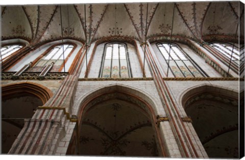 Framed Interiors of a gothic church, St. Mary&#39;s Church, Lubeck, Schleswig-Holstein, Germany Print