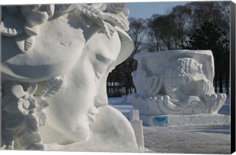 Framed Snow sculptures at Harbin International Sun Island Snow Sculpture Art Fair, Harbin, Heilungkiang Province, China Print