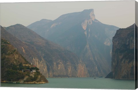 Framed Mountains at the riverside, Yangtze River, Chongqing Province, China Print