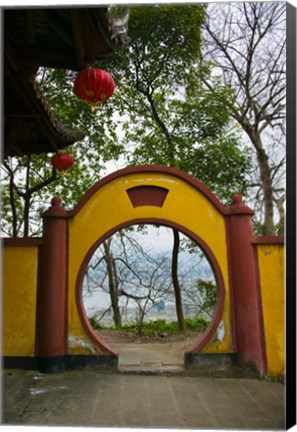 Framed Round passageway of a building, Mingshan, Fengdu Ghost City, Fengdu, Yangtze River, Chongqing Province, China Print