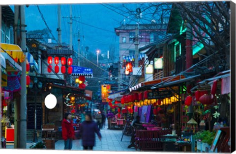 Framed People in a market at the backpacker area around Renmin Lu, Old Town, Dali, Yunnan Province, China Print