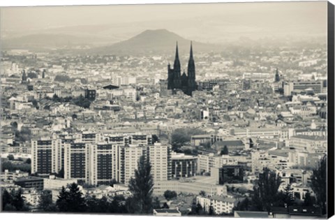 Framed Cityscape with Cathedrale Notre-Dame-de-l&#39;Assomption in the background, Clermont-Ferrand, Auvergne, Puy-de-Dome, France Print