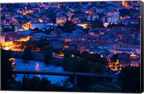 Framed Elevated town view at dawn, Millau, Aveyron, Midi-Pyrenees, France Print