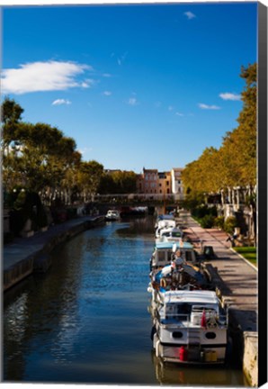 Framed Canal de la Robine by the Cours Mirabeau, Narbonne, Aude, Languedoc-Roussillon, France Print