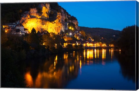 Framed Dordogne River, La Roque-Gageac, Dordogne, Aquitaine, France Print