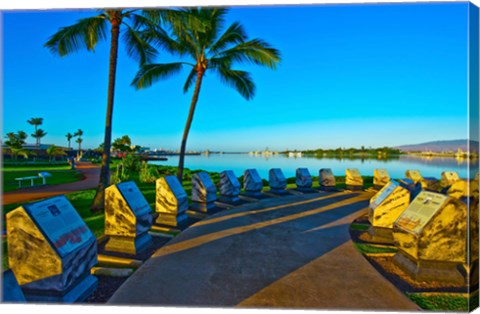 Framed Waterfront Submarine Memorial, USS Bowfin Submarine Museum And Park, Pearl Harbor, Honolulu, Oahu, Hawaii, USA Print