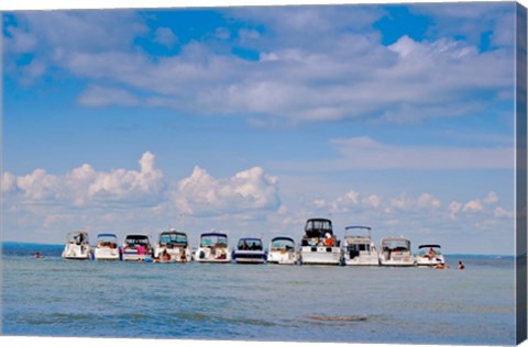 Framed Boats in a lake, Lake Simcoe, Ontario, Canada Print