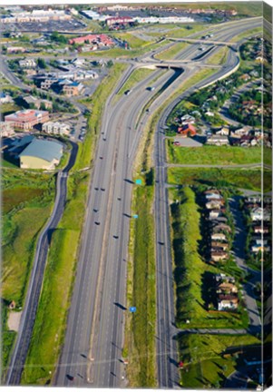 Framed Aerial view of a highway passing through a town, Interstate 80, Park City, Utah, USA Print