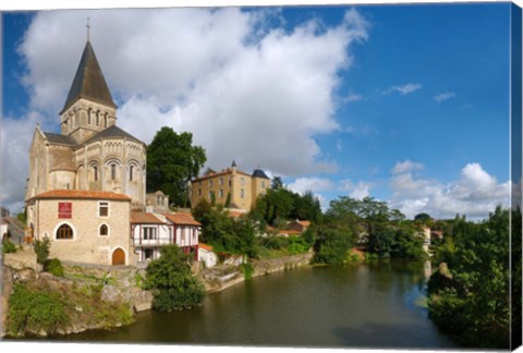 Framed Church on a hill, Saint Sauveur Church, Mareuil-Sur-Lay-Dissais, Pays De La Loire, Vendee, France Print