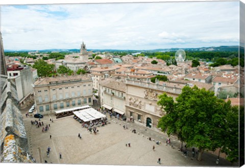 Framed Aerial view of square named for John XXIII, Avignon, Vaucluse, Provence-Alpes-Cote d&#39;Azur, France Print