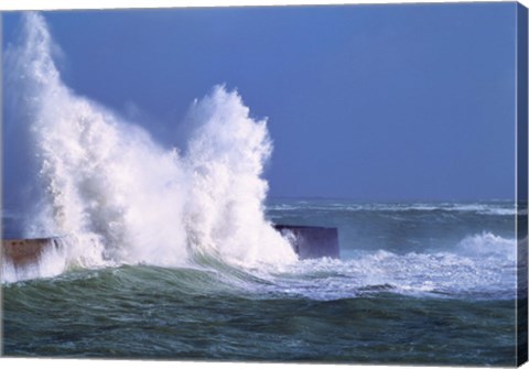 Framed Waves crashing at Lomener harbor, Morbihan, Brittany, France Print