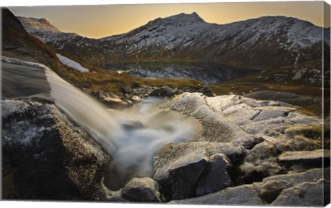 Framed small creek running through Skittendalen Valley in Troms County, Norway Print