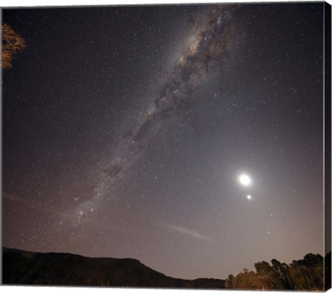 Framed Milky Way, the Moon and Venus over the fields in Azul, Argentina Print