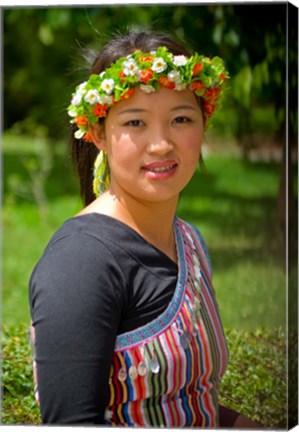 Framed China, Yunnan, Young Dulong Portrait with Ethnic Costume Print