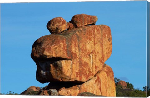 Framed Frog-shaped rock, Big Cave Camp, Matopos Hills, Zimbabwe, Africa Print