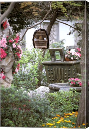 Framed Caged Songbird Hangs in Administrator&#39;s Garden, Suzhou, Jiangsu Province, China Print