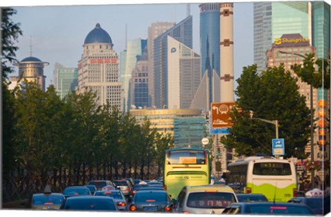 Framed Freeway during rush hour, Shanghai, China Print