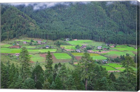 Framed Houses and Farmlands in the Phobjikha Valley, Bhutan Print