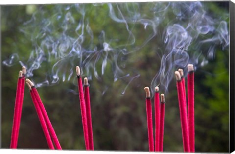 Framed Incense Burning in the Temple, Luding, Sichuan, China Print