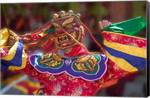 Framed Mask Dance Celebrating Tshechu Festival at Wangdue Phodrang Dzong, Wangdi, Bhutan Print