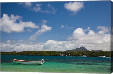 Framed Mauritius, Trou d&#39; Eau Douce, town harbor boat Print