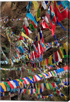 Framed Prayer Flags, Thimphu, Bhutan Print