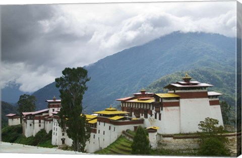 Framed Trongsa Dzong in the Mountain, Bhutan Print