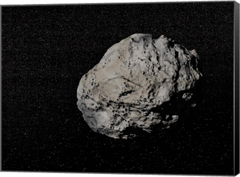 Framed Large grey meteorite in the universe full of stars Print