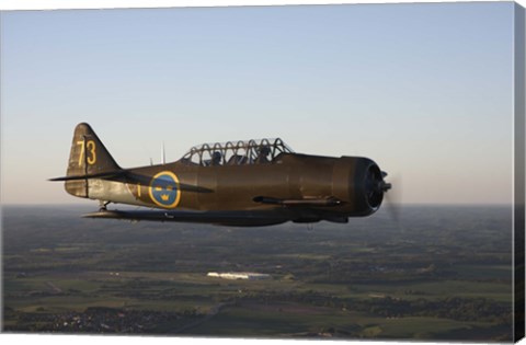 Framed North American T-6 Texan trainer warbird in Swedish Air Force colors Print