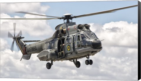 Framed Eurocopter AS332 Super Puma Helicopter of the Brazilian Navy Print