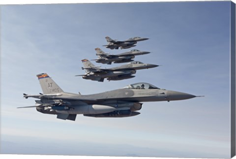 Framed Four F-16&#39;s fly in Formation over Arizona Print