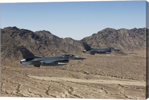 Framed Two F-16&#39;s with the Arizona Mountains Print