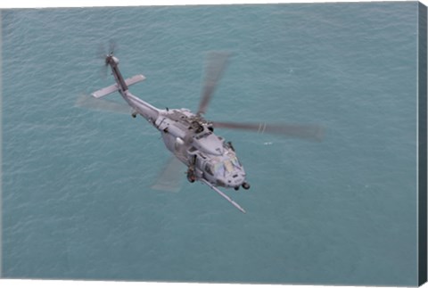 Framed HH-60G Pave Hawk Along the coastline of Okinawa, Japan (from above) Print